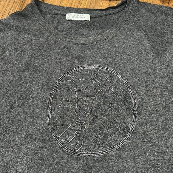 VERSACE MEDUSA EMBROIDERED LOGO SHIRT GRAY SIZE LARGE - Picture 6 of 7